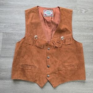 Fringed Suede Vest in Rusty Orange Bohemian Western